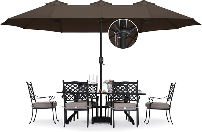 ABCCANOPY 15FT Double-Sided Aluminum Table Patio Umbrella Garden Large Umbrella,Swimming Pool 12+Colors,Brown