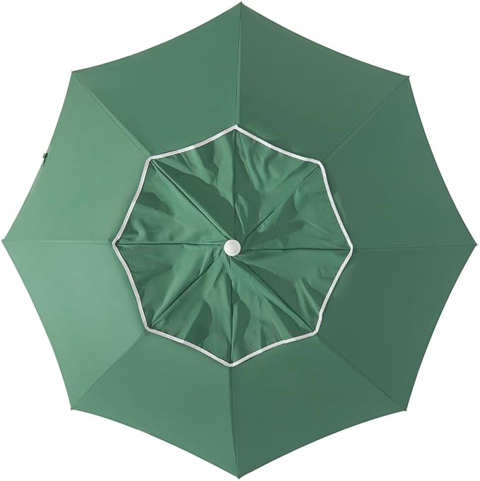 7.2FT Patio Beach Umbrella, Adjustable Height and Tilt Design, UPF 50+ Sun Protection with Silver Coating, Wind-Resistant Fiberglass Ribs, Portable 2-Fold Design, Includes Carry Bag, Base Not Included