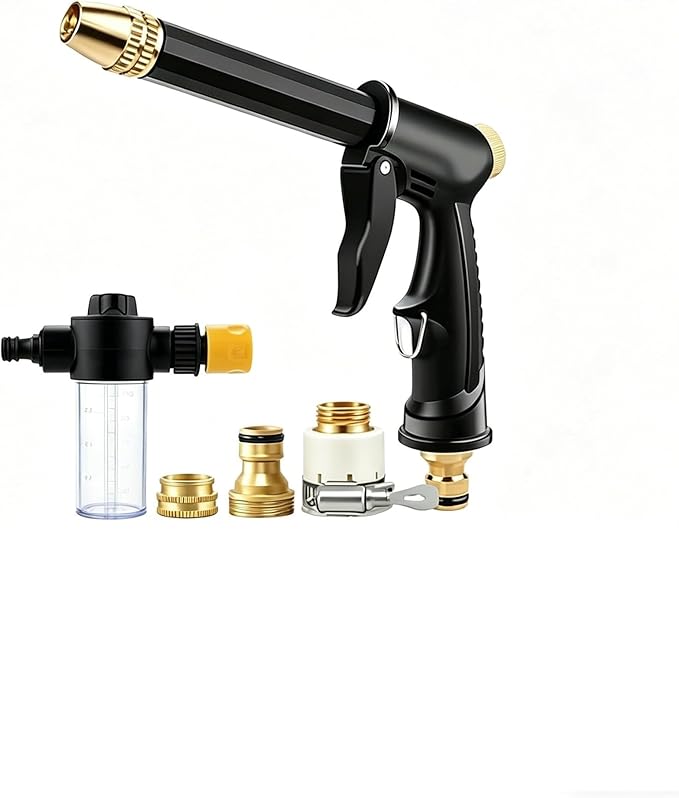 Pressure Washer Hose Attachment, 2026 High Pressure Water Hose Nozzle, Turn Garden Hose into Pressure Washer Wand, for Car, Patio, Gutter, Pet, Window Cleaning with 3 Adjustable Jet Nozzle(Black1)