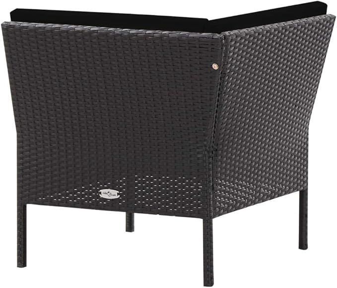 Patio Lounge Set with Cushions,Outdoor Furniture,Outdoor Furniture Sets,Patio Conversation Sets,for Garden,Deck,Backyard,6 Piece Poly Rattan Black