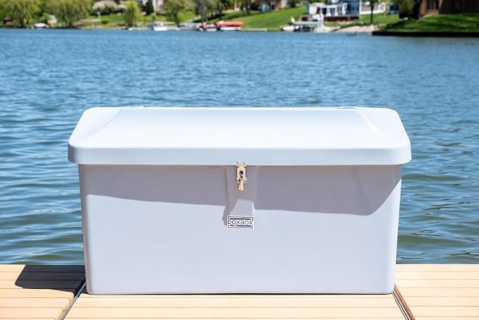 DoxBox Fiberglass Storage Box. US Made Weatherproof Storage with UV-Resistant Gelcoat for Waterfront, Boat, and Outdoor Gear, Rectangle Shape (Slate)