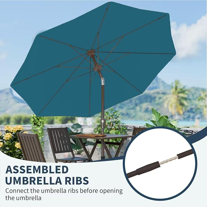 PatioKingdom 11FT Patio Umbrella,Outdoor Umbrella with Push Button Tilt and Crank,Market Table Umbrella with 8 Sturdy Fiberglass Ribs UV Protection