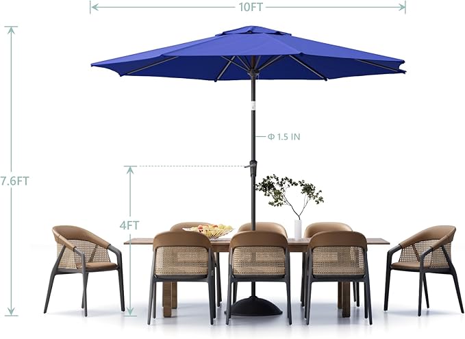 Sannwsg Patio Umbrellas, Pool Umbrella with 8 Sturdy Ribs, Outdoor Umbrella with Push Button Tilt/Crank, Deck Umbrellas, Market Umbrela Table for Backyard, Deck, Garden, Pool