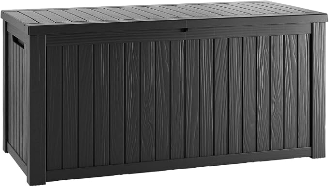 200 Gallon Outdoor Storage Deck Box, Large Storage Organizer for Patio Furniture Accessories, Garden Tools, Indoor Storage for Cushion, Black