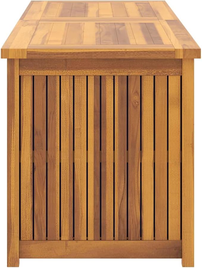 Garden Storage Box, Outdoor Crate for Patio Furniture, Pool Accessories, Yard Tools, Moisture-Proof and UV-Resistant, 59.1x19.7x21.7 in Solid Teak Wood