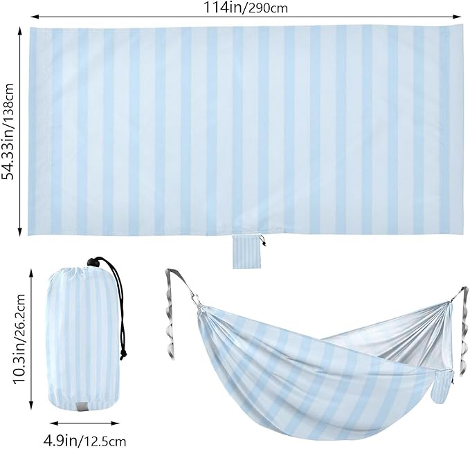 Blue Vertical Stripes 330lb Capacity Outdoor Hammocks with Hanging Ropree Hammock for Outside Patio Garden hamaca para acampar