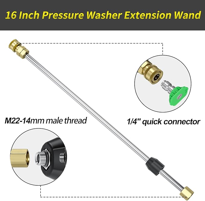100FT Pressure Washer Hose 4000PSI with Power Washer Gun 3600PSI, Kink Resistant High Tensile Wire Braided