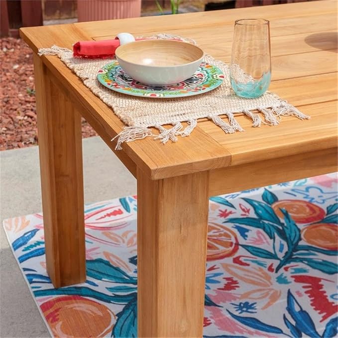 Linon Barlow Teak Outdoor Dining Table 80" Long Seats Up to 8 in Natural Finish