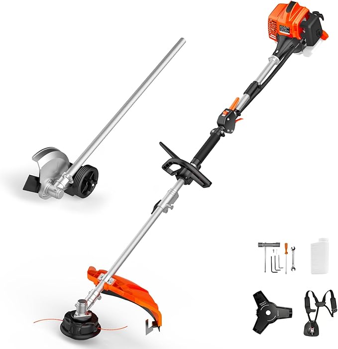 NEO-TEC 26cc 3-in-1 Gas String Trimmer & Lawn Edger Powerful 2-Cycle Weed Eater, Lightweight Weed Wacker & Brush Cutter Quick-Start Gas Powered Trimmer,16" Lightweight Yard Tool with Shoulder Strap