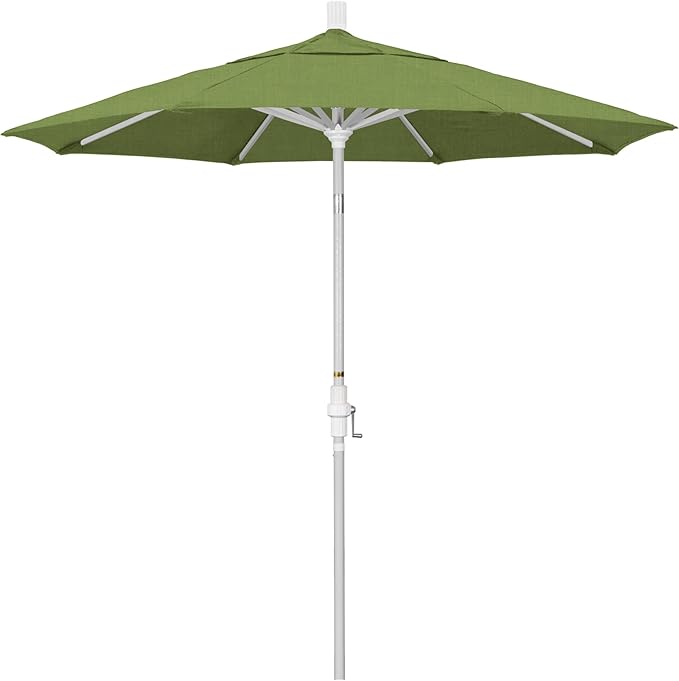 California Umbrella 7.5' Rd. Aluminum Patio Umbrella, Crank Lift, Collar Tilt, White