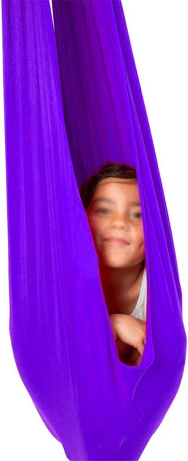 Kids Swing Hammock for Autism ADHD ADD Cuddle Up to 200kg Sensory Hammocks Child Elastic Parcel Steady Seat Swing (Color : Purple, Size : 150 x 280 cm (L x W).)