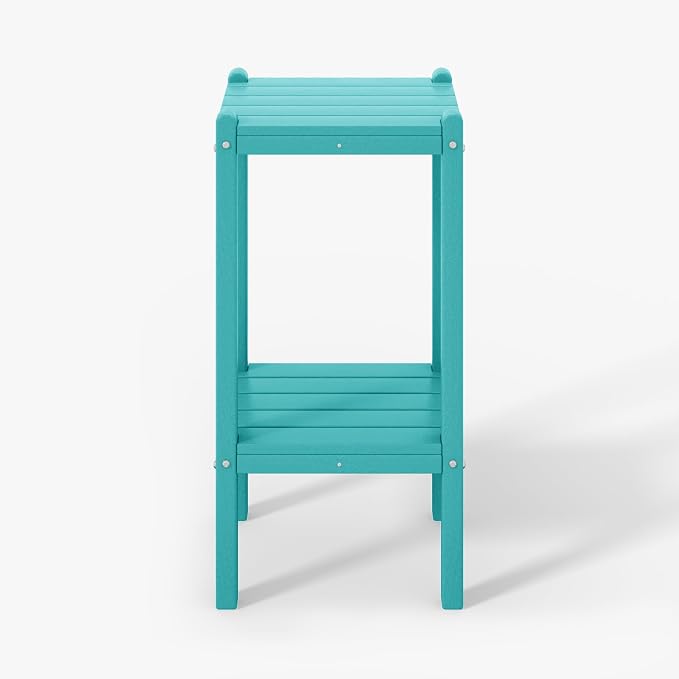WestinTrends Malibu 36" Outdoor Adirondack HDPE 2-Tier Patio Side Table, Turquoise