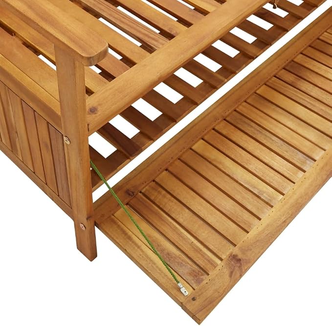 Patio Storage Bench, Outdoor Wooden Deck Box, Solid Wood Patio Furniture for Outdoor Cushions, Pool Storage and Garden Tools, 47.2"x24.8"x33.1", -330