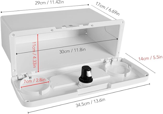 Diydeg Deck Storage Box, Marine Grade ABS Plastic Boat Pontoon Yacht Storage Compartment Built in Non Slip Cup Holders, Marine Glove Box for Tools, Documents, Electronics