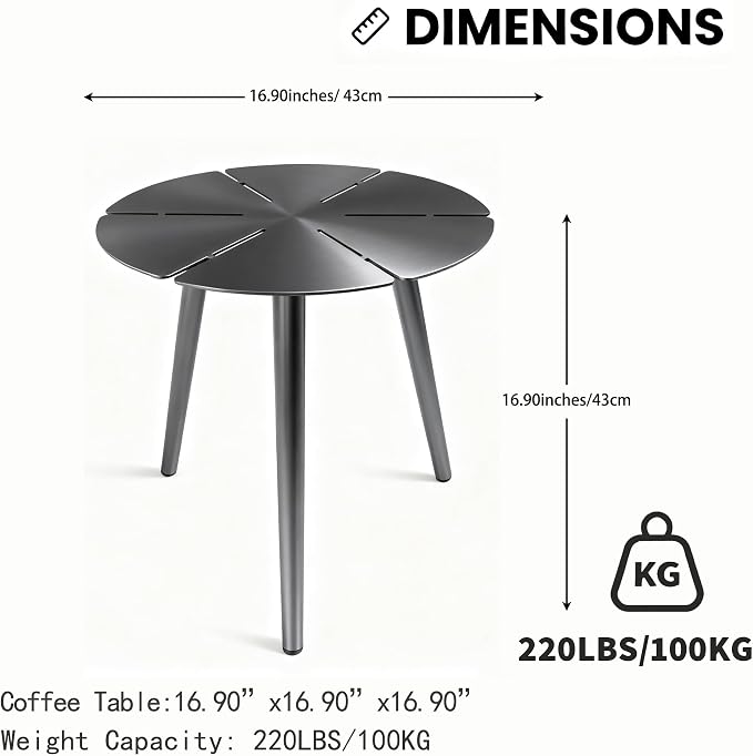 Aluminum Outdoor Side Table, Rustproof Patio Coffee Table | Powder-coated scratch-proof aluminum top, all-weather sturdy frame, easy assembly for garden pool balcony