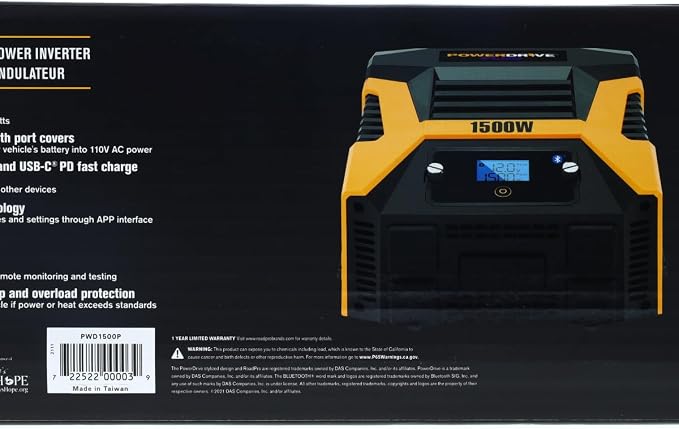 PowerDrive Plus PWD1500P 1500 Watt Power Inverter with Bluetooth(R) Wireless Technology and Remote Control