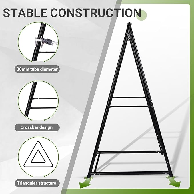 Heavy Duty Hammock Stand, Powder Coated Steel Frame, 660lbs Capacity, Fits Most Hammocks and Swing Chairs (39.4”x37.4”x70.9”), for Patio, Yard, Garden, Balcony