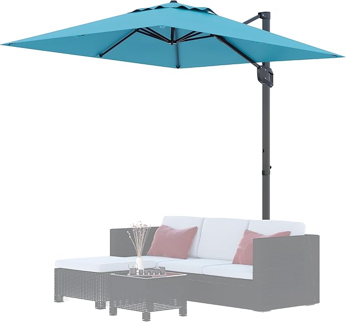 Garvee 10' x 10' Heavy Duty Square Cantilever Umbrella, Aluminum Offset Outdoor Patio Umbrella with 360-Degree Rotation for Backyard, Deck, Pool