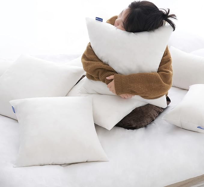 MIULEE Pack of 2 Decorative Outdoor Waterproof Pillow Covers White Bundle Set of 2 Pillow Inserts 12x20