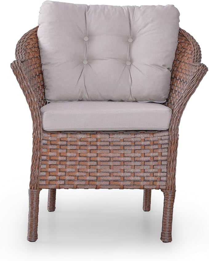 Angora Dinamic Rattan Outdoor Furniture Set – Stylish Garden and Patio Set with Table, Double Chair, and 2 Single Armchairs, Conversation Sets Best for Yard, Pool or Backyard, Brown