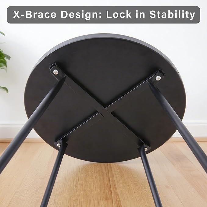 LITA Outdoor Side Table Metal Steel Weather Resistant Round End Table for Patio Balcony Living Room, Small Lightweight Weatherproof Accent Table,Black,Modern