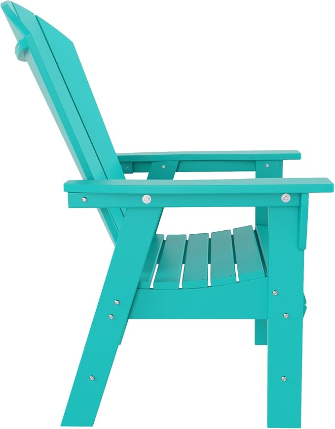 WestinTrends Malibu 7 Piece Adirondack Outdoor Dining Set, All Weather Poly Lumber Patio Table and Chairs Furniture Set, 71" Trestle Dining Table and 6 Adirondack Dining Chair, Turquoise