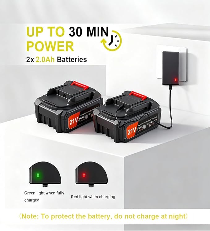 21V Battery Weed Wacker Cordless – 650W Motor & 6000 RPM Battery Powered Weed Wacker Eater with 2X 2.0Ah Batteries, Powerful Electric Weed Wacker Cordless for Effortless Garden & Lawn Care