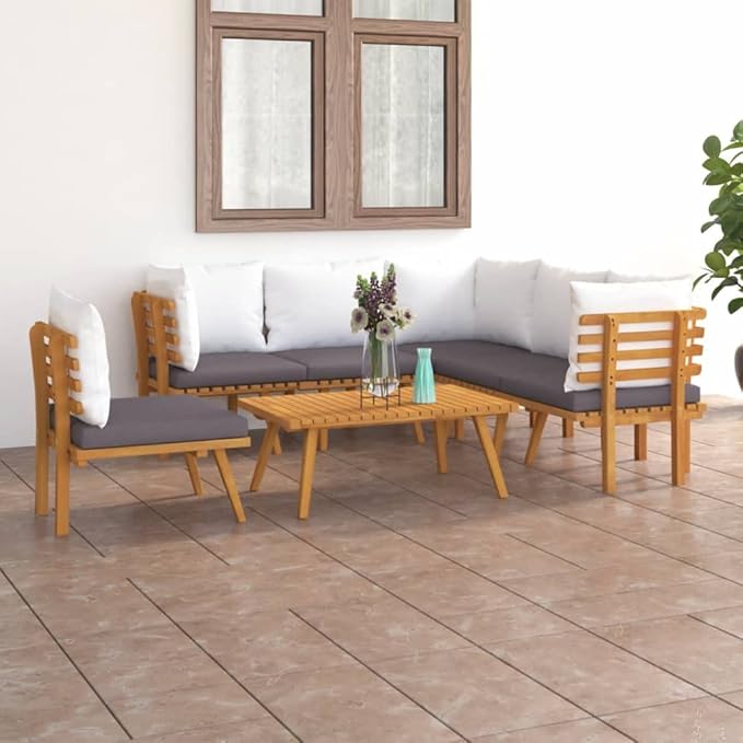 Patio Lounge Set with Cushions,Patio Furniture Sets,Patio Conversation Sets,Outdoor Furniture Sets,for Garden,Backyard,Outdoor,7 Piece Solid Acacia Wood