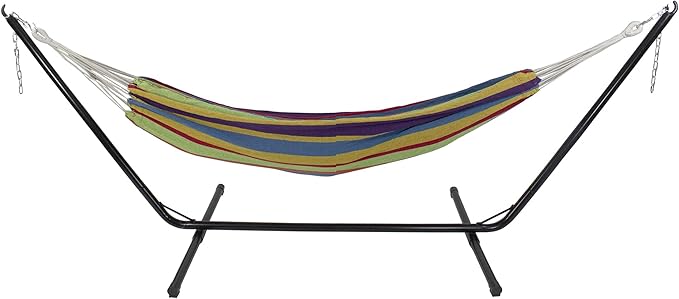 Northlight 72" Yellow and Blue Striped Woven Double Brazilian Hammock