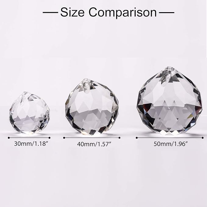 MerryNine Clear Crystal Sun Catcher Suncatcher Prism Ball with Metal Chains | 6 Pack, 1.2"/30mm, 1.6"/40mm, 2"/50mm, Rainbow Pendant Maker, for Feng Shui, Home Room Decor, Indoor Windows, for Gift, DIY