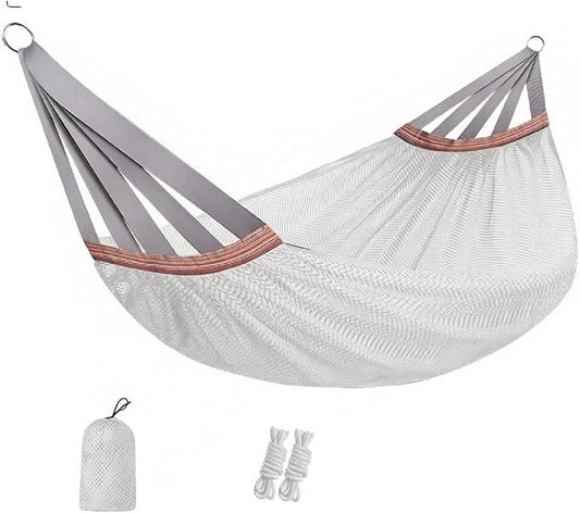 Double Hammock for Camping Outdoor Portable Mesh Swing Chair | Breathable Fabric, Anti Roll Design, Extra Thick Weave, Stable Support, Easy Setup, Space Saving Storage