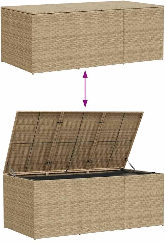 Garden Storage Box Outdoor Patio Deck Cushion Container Chest Resin Wicker Weather Resistant Lockable Trunk with Lid for Backyard Porch Balcony Yard