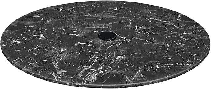 Holland Bar Stool 36" Diameter Black Marble, Indoor/Outdoor All-Season EuroSlim Table Top with Umbrella Hole