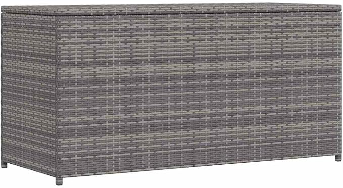 Grey Poly Rattan Garden Storage Box with Water-Resistant Finish, Collapsible Design, and Durable Construction for Outdoor Storage Chest Box