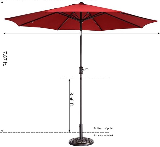 Pure Garden 9' Outdoor Patio Umbrella with 8 Ribs, Aluminum Pole and Push Button Tilt, Fade Resistant Market Umbrella (Red)