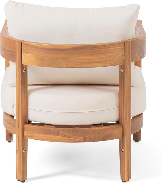 Merax 4pcs Outdoor Acacia Wood Conversation Set with 2 Chais,Loveseat and Coffe Table,with Cushions for Patio,Garden