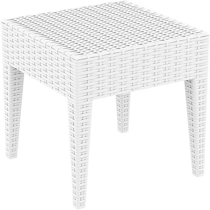 Compamia Miami Square Resin Patio Side Table in White, Commercial Grade