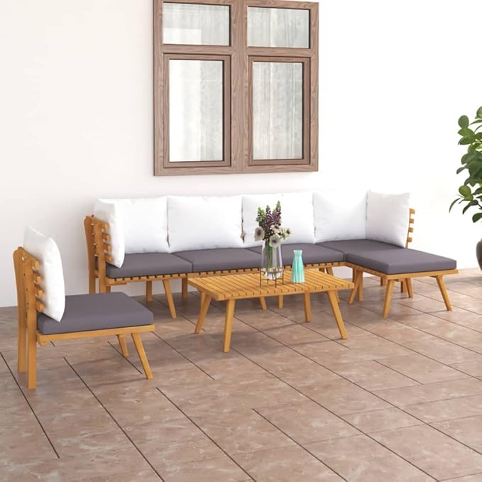 Patio Lounge Set with Cushions,Patio Furniture Sets,Patio Conversation Sets,Outdoor Furniture Sets,for Garden,Backyard,Outdoor,7 Piece Solid Acacia Wood