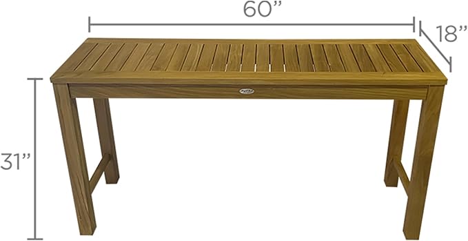 Royal Teak Collection Console Table, 18x60-Inch Rectangular Wooden Outdoor Teak Table, Contemporary Outdoor Furniture for Deck, Garden, Poolside or Buffet Style Serving (CTB)