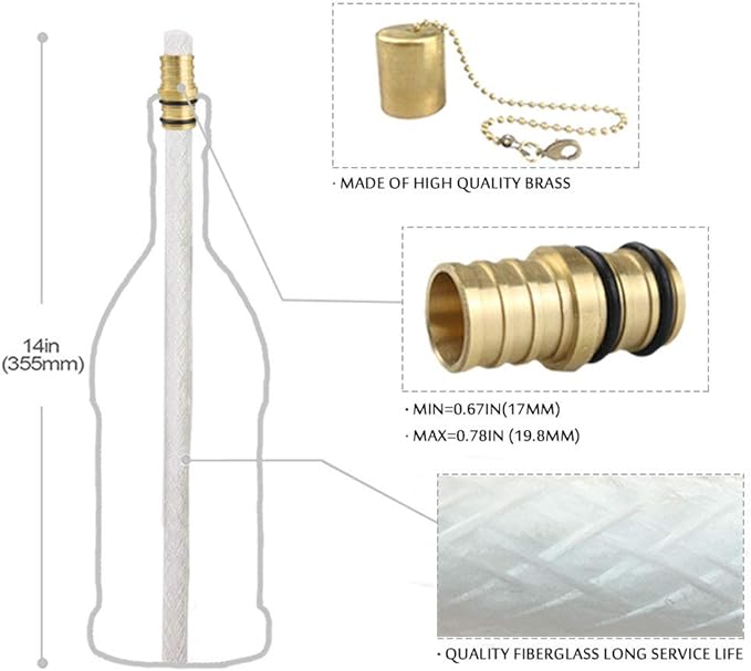 EricX Light Wine Bottle Torch Kit 4 Pack, Includes 4 Long Life Torch Wicks ,Brass Torch Wick Holders And Brass Caps - Just Add Bottle for an Outdoor Wine Bottle Torch