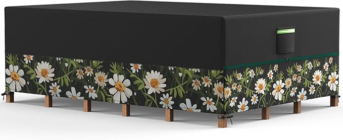 Patio Furniture Covers, Gorpche Outdoor Furniture Covers Waterproof, Tear-Resistant Patio Table and Chair Set Cover with Upgraded Fastener Windproof Buckle Straps, Heavy Duty, 90"L× 62"W×28"H, Floral