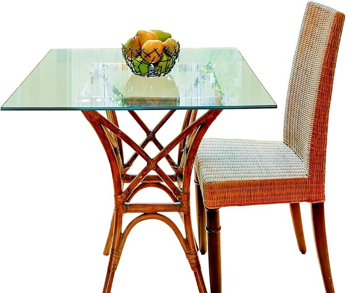 Dulles Glass 24 inch Square Glass Table Top - Tempered - 3/8" Thick Glass Surface, Safe Pencil Edge, Radius Corners, Multipurpose for Dining Table, Patio, Coffee and End Table