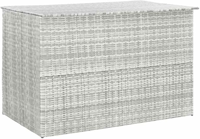 Large Outdoor Storage Box 59.1 x 59.1 x 39.4 Inches, Light Grey Garden Storage Box with Zipper Closure, Polyethylene Rattan and Steel Patio for Cushions and Tools