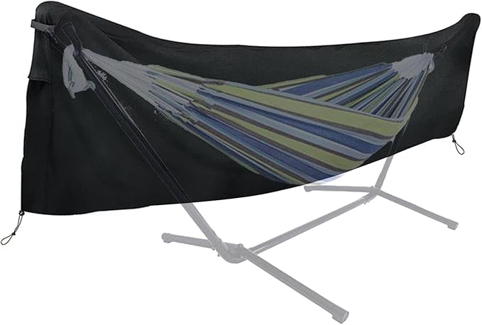 Hammock Cover Waterproof, 420D Oxford Cloth Outdoor Hammock Stand Cover with Drawstring, Windproof Dustproof UV Protection Hammock Protective Cover for Outdoor Garden Patio Yard, 380x17x80cm