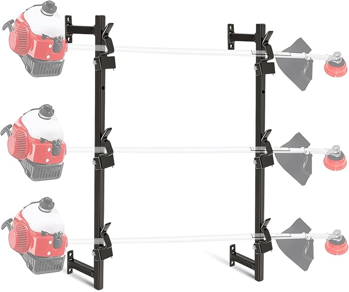 Weed Eater Rack Trimmer Racks for Enclosed Trailers 3 Place Landscape Trimmer Edger Locking Holder for Enclosed Trailers & Walls Steel Landscape Truck Holder Lawn Equipment Accessories
