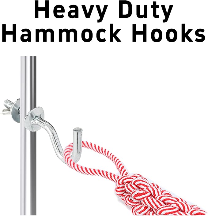 4Pcs Heavy-Duty Metal Hammock Replacement Hooks, 3/8 Inch Diameter, Fits 1-1/4 to 2 Inch Long Holes on Hammock Stands, Hammocks Hooks for Indoor and Outdoor Use