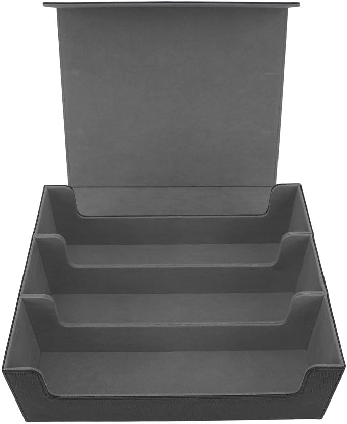 Magnetic Closure Card Deck Holder Large Capacity PU Leather Storage Box/Cover for Game Cards Tarot Cards, Elegant Appearance, for Tidy Room Organization, Black (#1)