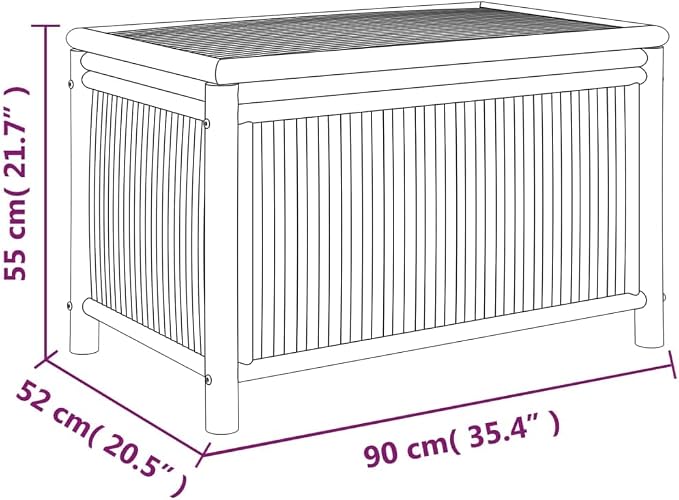 Natural Bamboo Outdoor Storage Box with Water-Resistant Polyethylene, Spacious Design for Garden Cushions, Tools, and Toys, Ventilated Slats for Air Circulation, Easy-Access Zipper