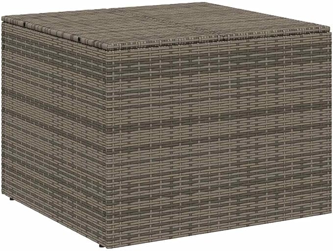 Grey PE Rattan Outdoor Garden Storage Box, 291 Liter Medium Storage for Cushions and Tools