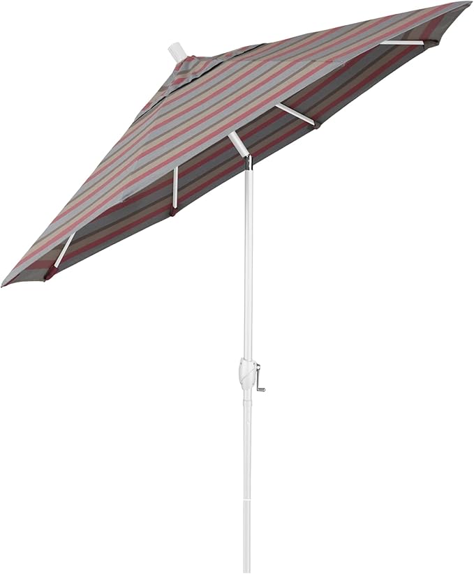 California Umbrella 9' Round Aluminum Market Umbrella, Crank Lift, Push Button Tilt, White Pole, Cilantro